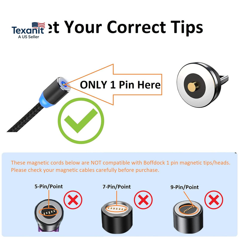 Magnetic Type C Tips with 1-Pin - 10Pcs Connector Tips Head without Charging Cor gallery