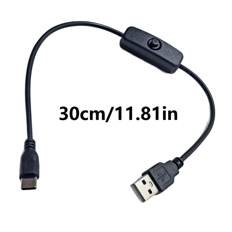 30cm Long USB to Type C Power Cable Extension Wire for LED Light Desktop Fan Toy gallery