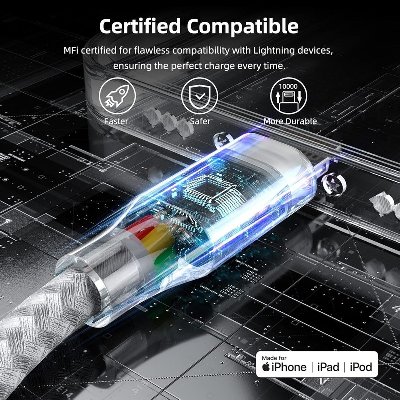 iPhone Charger Cable 3 Pack 10FT Fast Charging Nylon Braided gallery