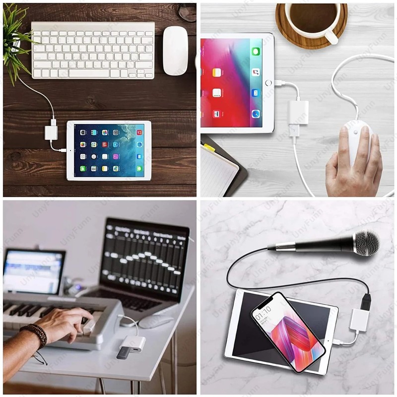 OTG USB Adapter with Charging Port for iPhone USB Camera Card Reader Flash Drive gallery