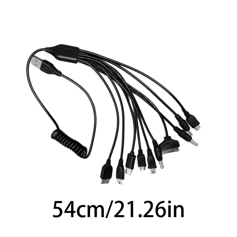 10-Way USB Charging Adapter Cable Spring Coiled Wire Support Quick Data Sync gallery