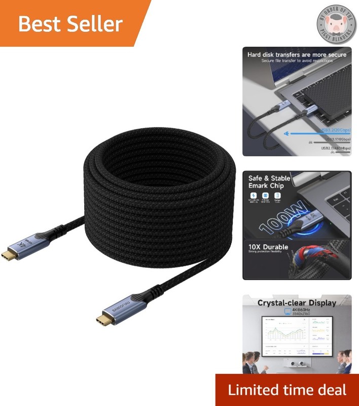 Durable 20FT USB C to C Cable, 100W Fast Charging & Universal Compatibility
