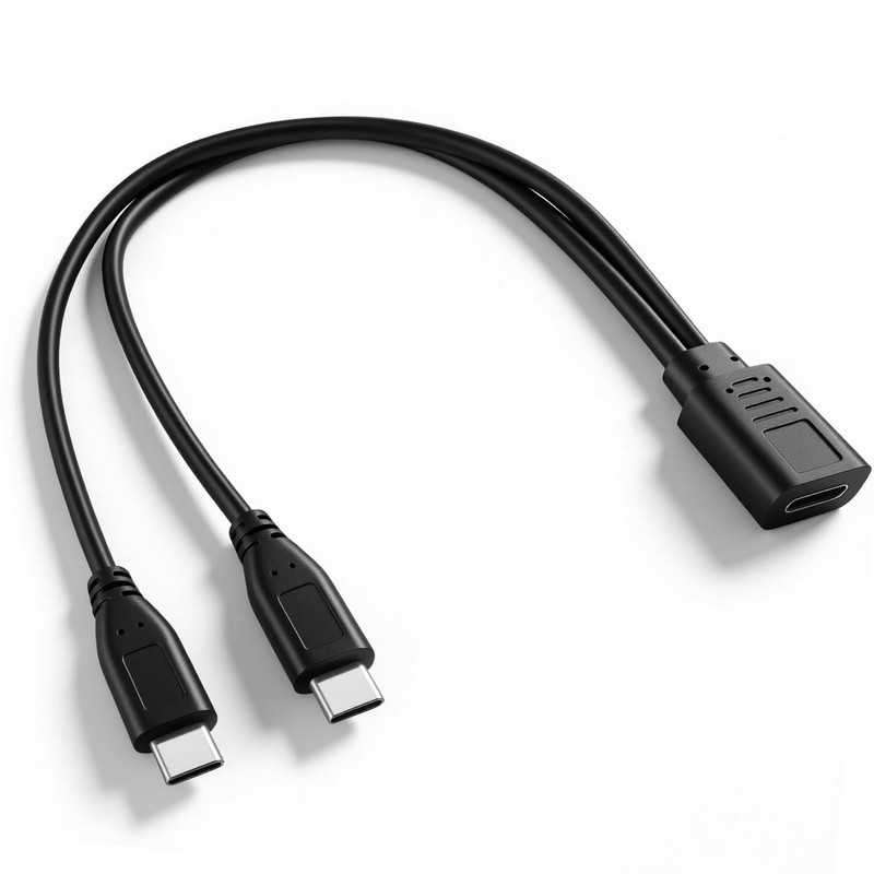 USB Splitter Charge Cable, 1 Feet 2-in-1 USB Female to 2 USB-Charging Y Cable