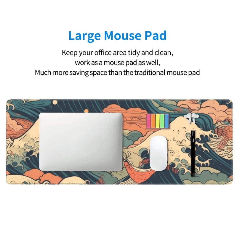 Vintage Japanese Wave Gaming Mouse Pad XL, Large Non Slip Rubber Mousepad, St... gallery