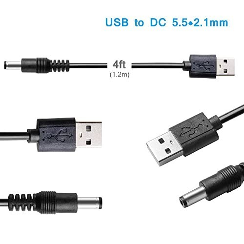 USB to DC 5V Power Cable 5.5x2.1mm 3.3FT 10 Connector Tips Charging For LED gallery