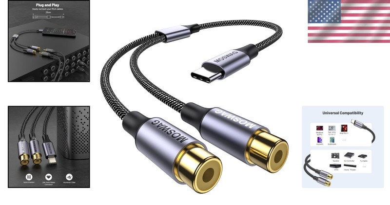 USB-C to Dual RCA Audio Adapter Cable with Braided Design, 1 Pack gallery
