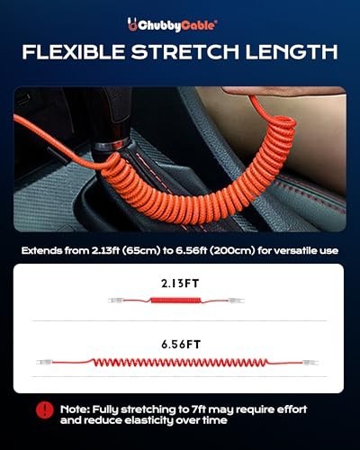 Retractable Fast Charging Cable 240W, Coiled USB C Charger Cord for iPhone 15-17 gallery