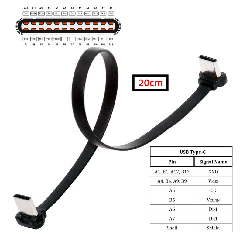 USB-C Type C to USB-C USB2.0 Data Cable Angled Connector 65W Fast Charge gallery