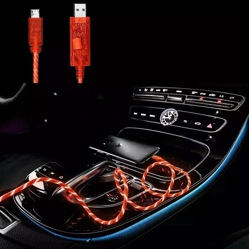 10x Electroluminescent Micro USB Charging Sync Cable Light Up Pulse 3FT Orange