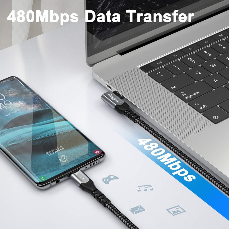 USB C to USB C Cable 2 Pack 3ft+6ft 100W 5A Fast Charging Braided Type C 2.0 ... gallery