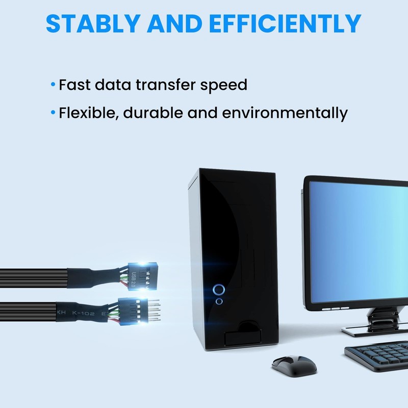 USB Header Extension Cable, 20.3 inches USB 2.0 9-Pin Male to Female Internal Mo gallery