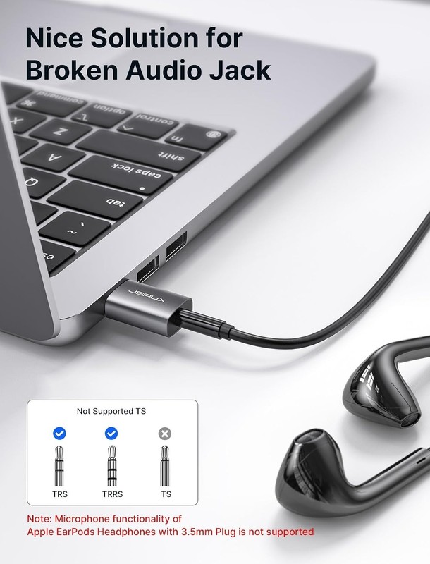 2 Pack USB to 3.5mm Jack Audio Adapter, USB to Audio Aux Adapter External Ste... gallery