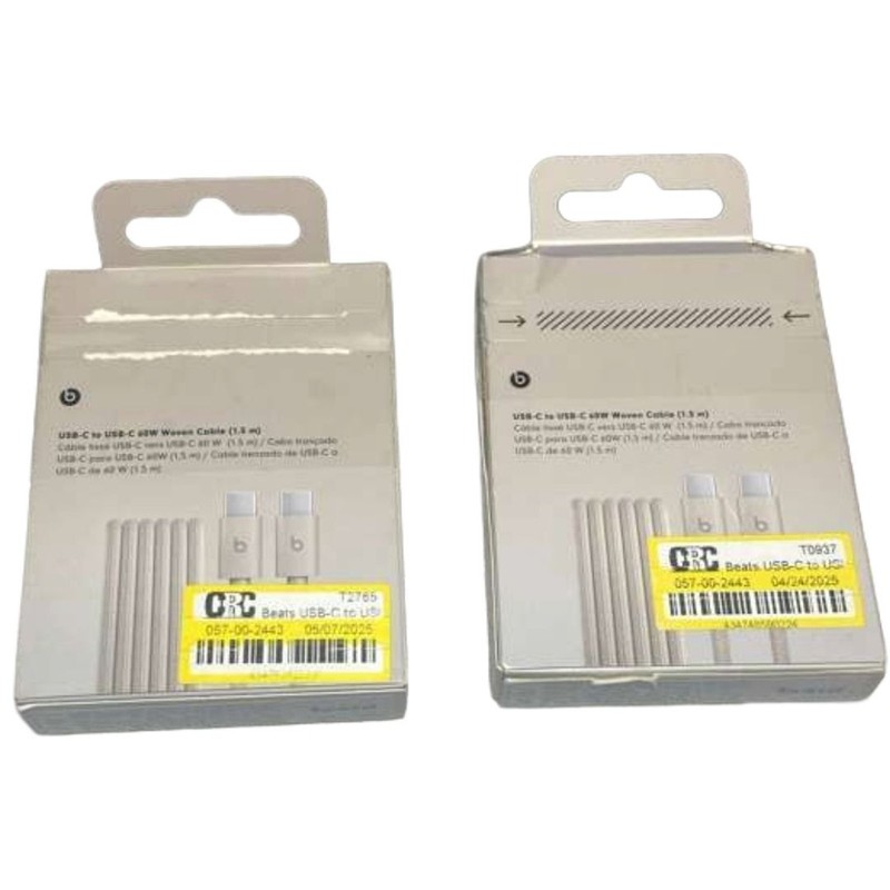 Beats USB-C to USB-C Cable 1.5m Fast Charging Woven Stone Lot of 2 Open Box gallery