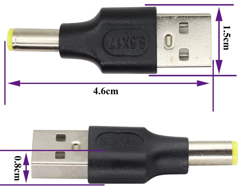 (2 Pack USB to DC Adapter DC5.5 × 1.7 mm Power Converter Plug USB 2.0 A to DC... gallery