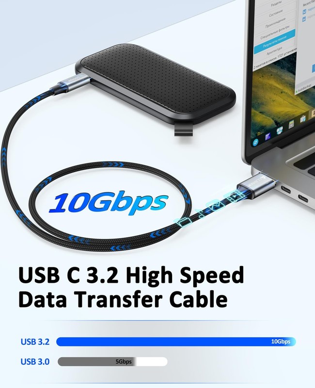 USB A to USB Data Cable 6ft 2Pack, 10Gbps USB 3.2 Gen 2 Data Transfer 100W Fa... gallery