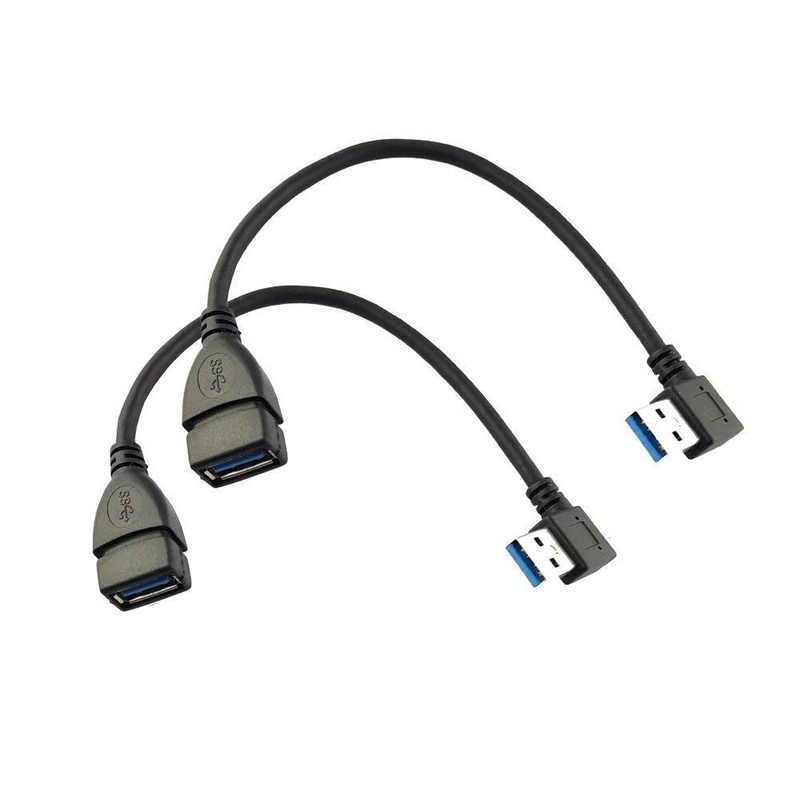 SuperSpeed USB 3.0 Right Angle Male To Female Extension Cable Cord 2 PCS