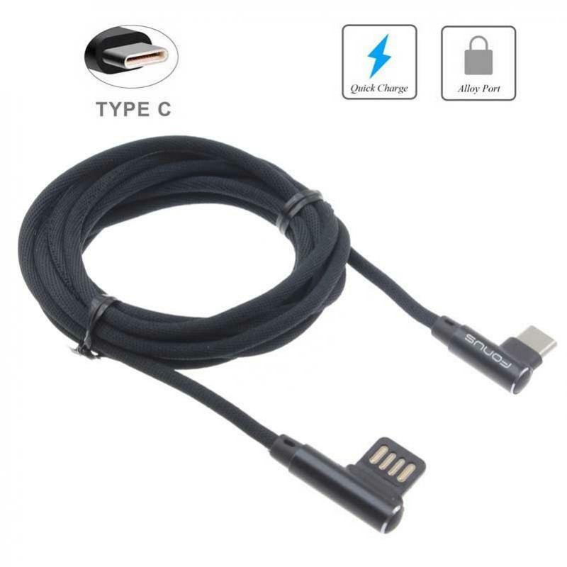 RIGHT ANGLE 90 DEGREE 6FT LONG TYPE-C USB CABLE USB-C FAST CHARGE POWER CORD R31 gallery