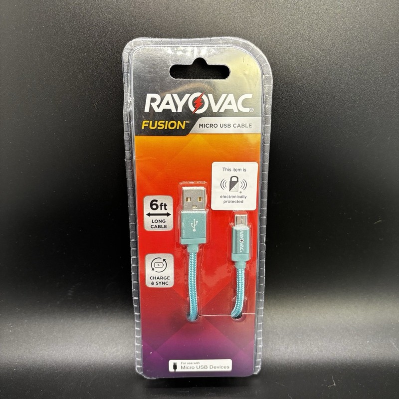 Rayovac Fusion - Micro USB Cable - 6ft Long Cable - Charge & Sync - Teal