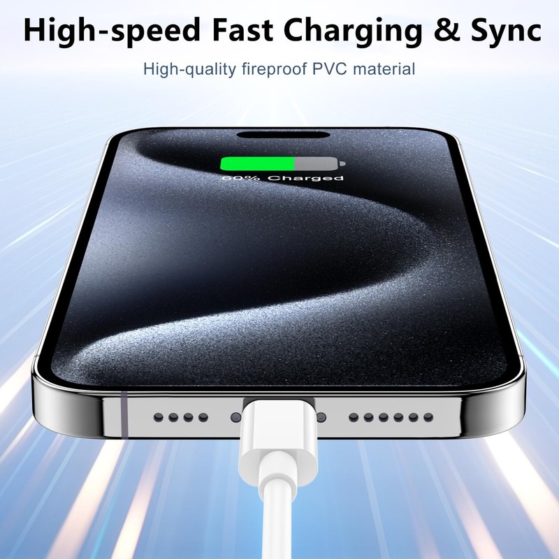 2x Cable Cargador 10-Pies USB Tipo C Carga Rapida 60 W Para iPhone 16 Pro Max gallery
