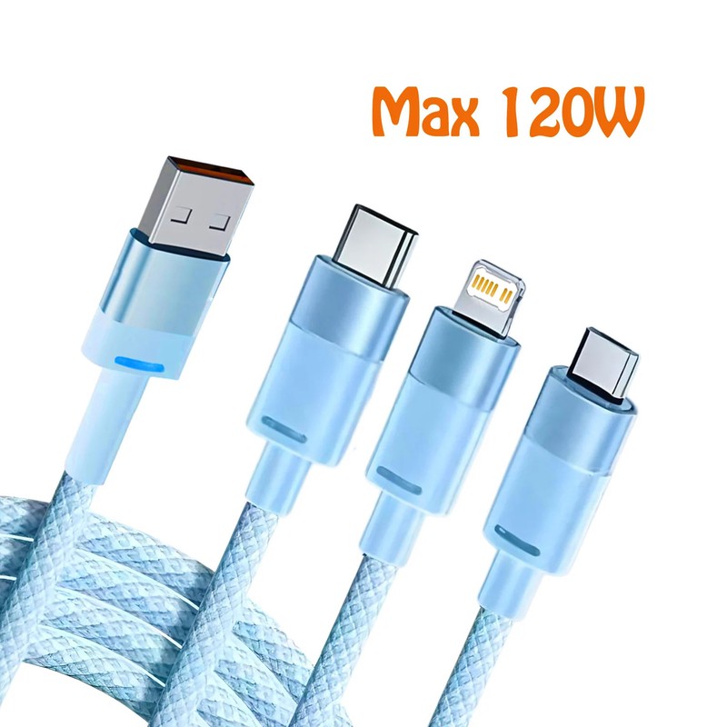 3 in 1 USB Fast Charging Cable for Multiple Devices,Braided Cord with Type C/L/M gallery