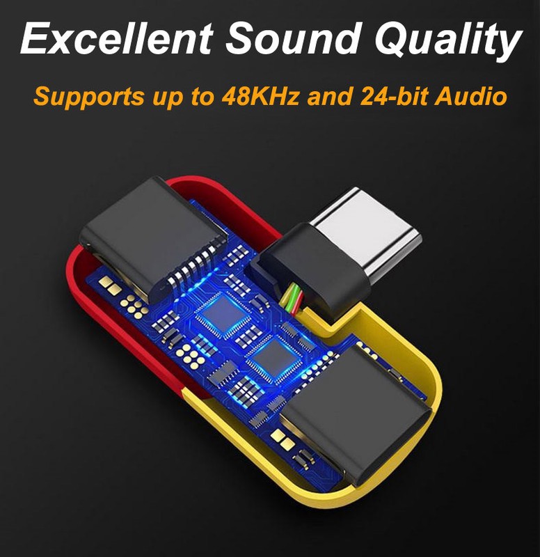 Type-C to Dual Female Splitter Audio Power Charger Adapter For Huawei P30 Pro AU gallery