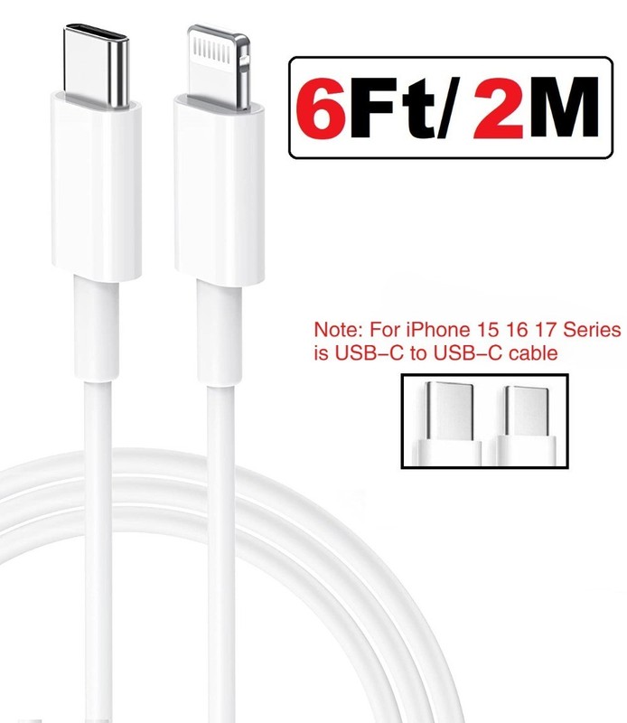 20W PD USB-C Fast Charger Type-C Cable For iPhone 17 Air 16 15 14 13 12 11 XR 8 gallery