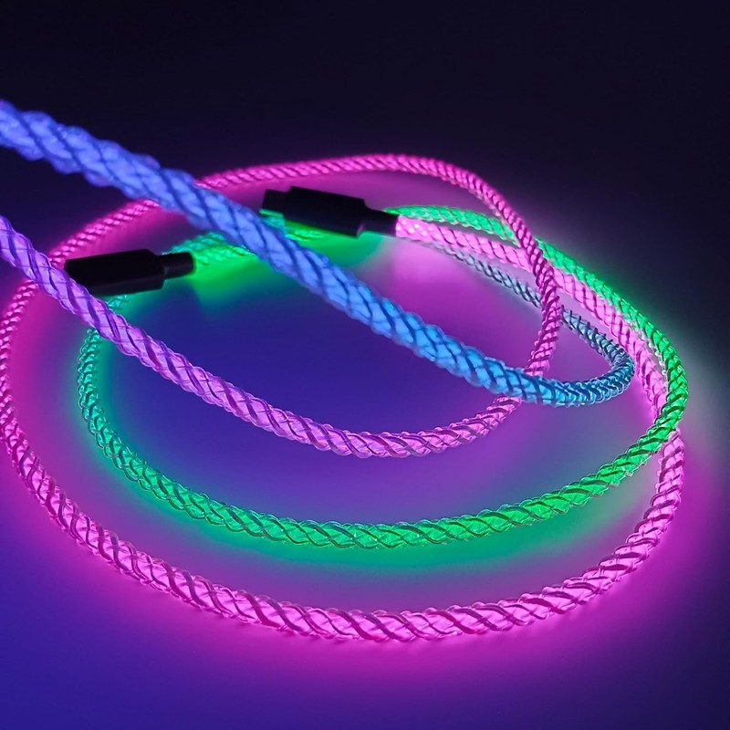 USB Cable, 3.3ft RGB Light Gradual USB A to Charger Cord(2 Pack)