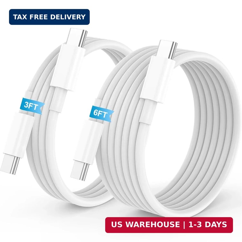 USB C to USB C Cable, 60W [3FT+6FT] for iPhone 17 16 15 Fast Charger Cord, 2Pack