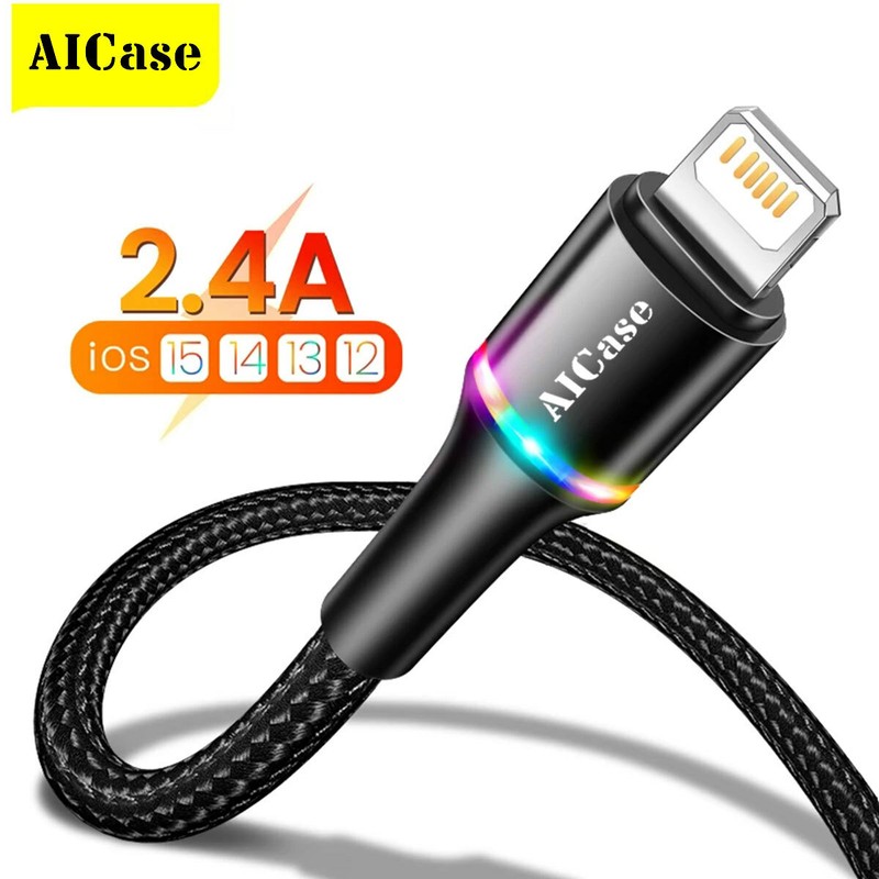 iPhone to USB Charger Cable LED Charging Cord for iPhone 14 13 Pro Max 12 11 X 8