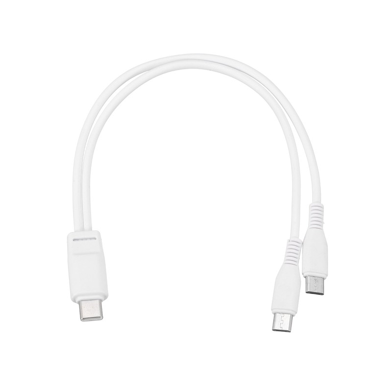Multi USB Type C Male to 2 Dual Micro USB 2 in 1 Splitter 8”, White