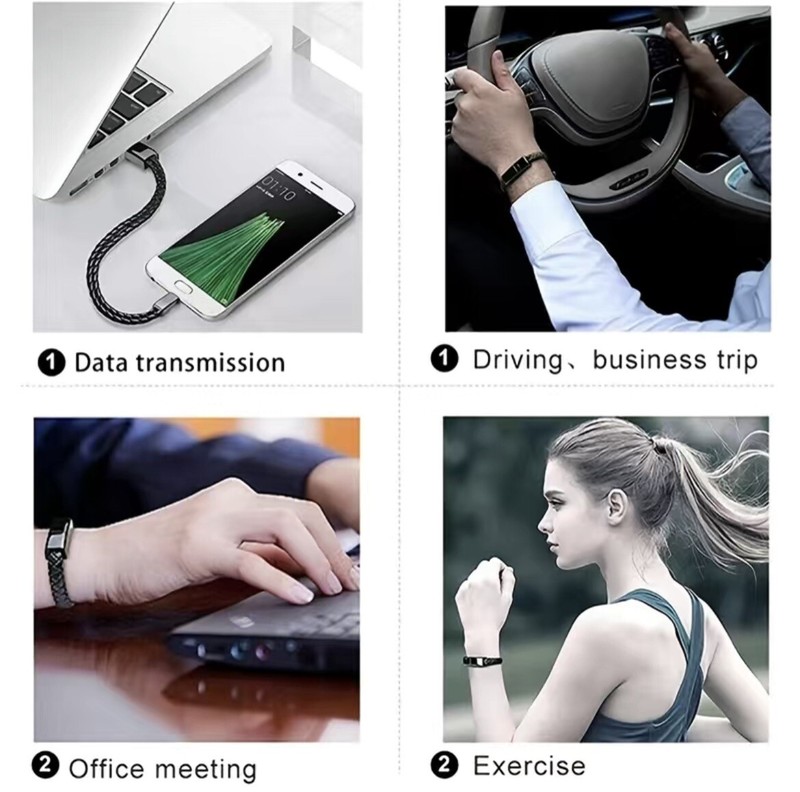 USB Fast Charge For iPhone Type C Micro Bracelet Leather gallery