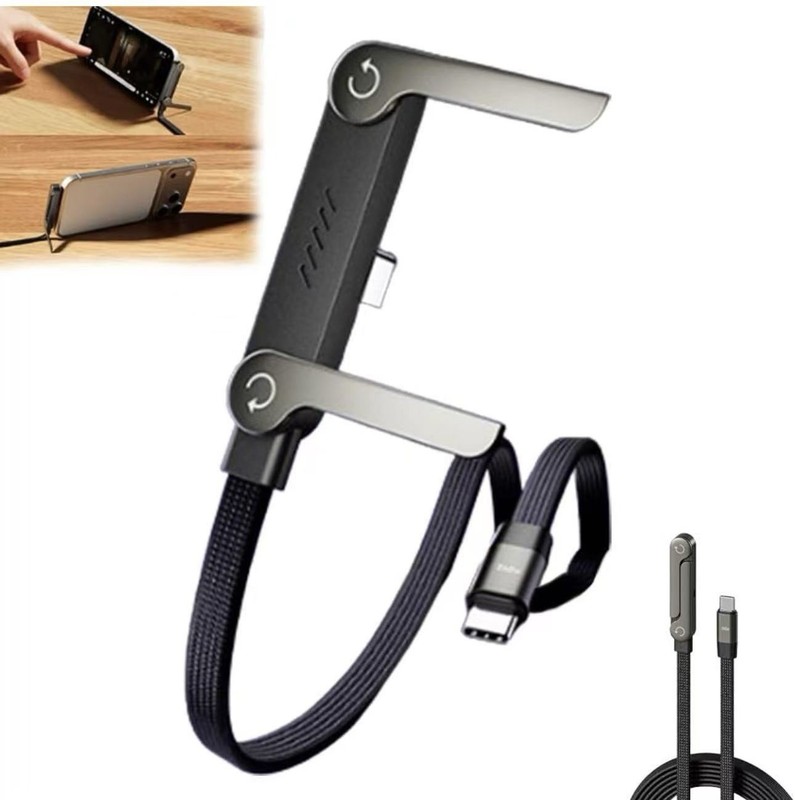 240W 2-in-1 USB C Fast Charg Cable Rotatable Stand Holder Playing While Charging gallery