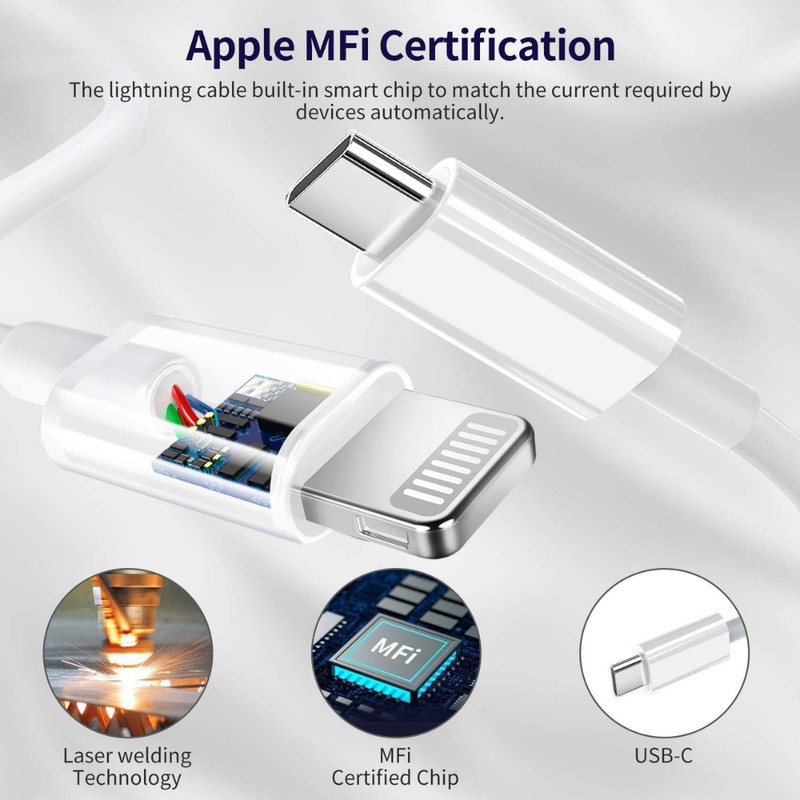 3Pack For Apple iPhone 14 13 12 11 Charger 20W PD USB-C Type Fast Charging Cable gallery