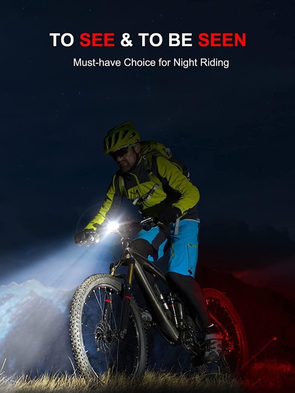 Bike Lights Super Bright, Rechargeable Bicycle Lights Set Multiple Modes, Wat... gallery