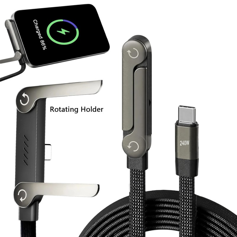 240w Fast Charging Foldable Bracket Data Cablewith Built-in Holder Black HO T gallery