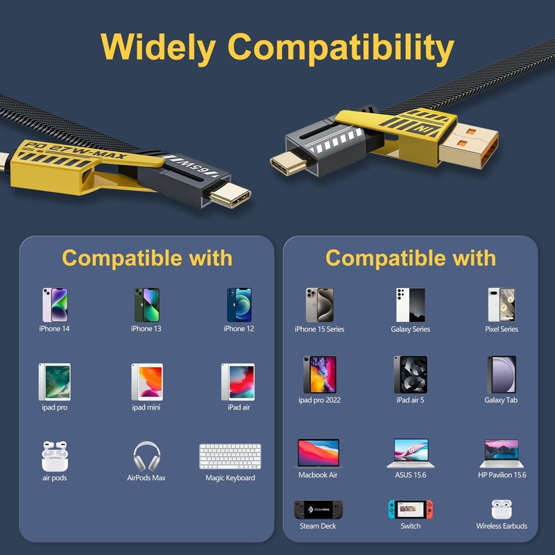 Multi Charging Cable, 4 in 1 Universal Fast Charging with USB A/USB C to Type C gallery