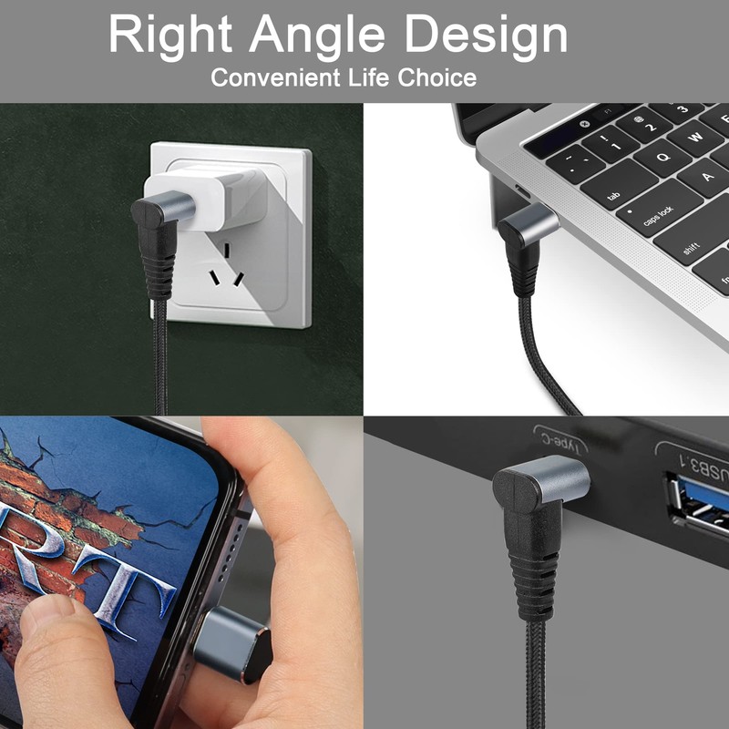 2M Right Angle USB C Extension Cable 90 Degree 10Gbps PD 100W Up Down Type-C gallery