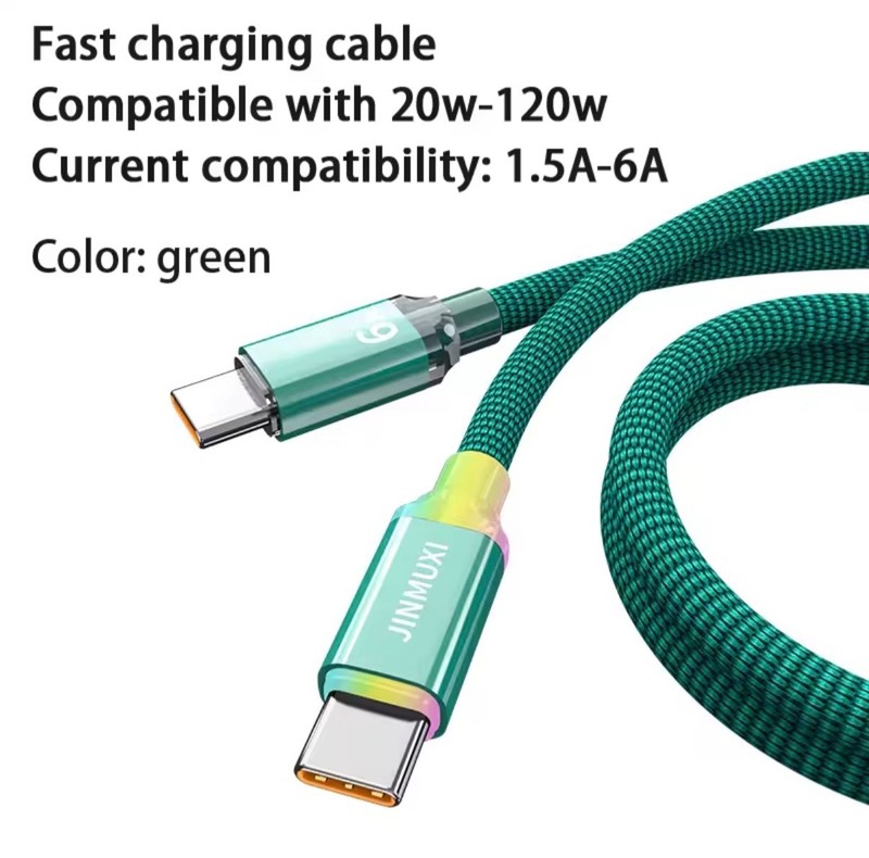 USB Type C to C 2M/6.6ft Fast Charging Cable 20w-120w 1.5A-6A LED Port gallery