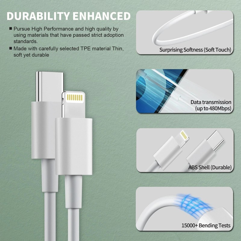 Original Carga Rapida USB Tipo C Cable De Cargador Para iPhone 14 13 12 Pro Max gallery