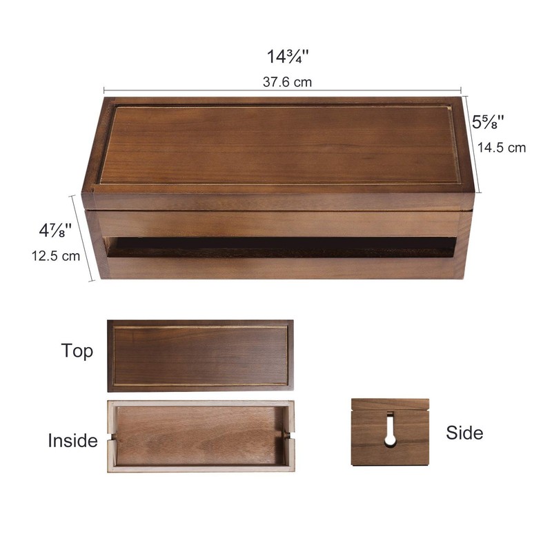 Changsuo Cable Management Box Wooden Cord Organizer for Large, Brown gallery