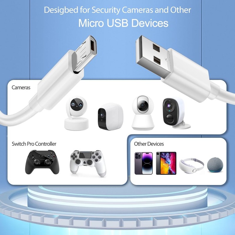 2 Pack 16.4FT Micro USB Cable Extension Power Cord for Wyze Cam YI ,Ring Indo... gallery