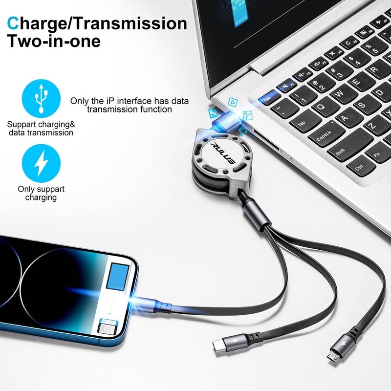 Retractable Multi Charging Cable 2Pack 4Ft 3 in 1 Multi USB Cable Fast Charger gallery