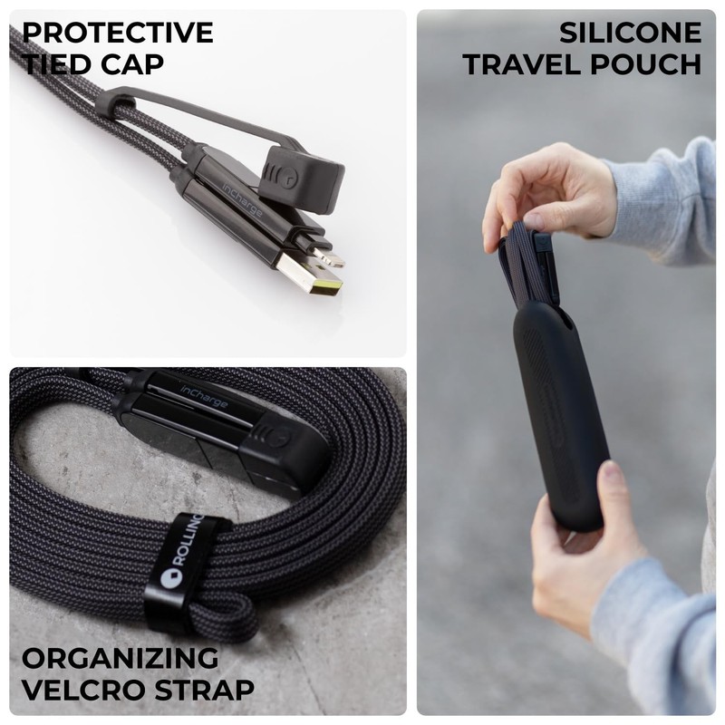 Retractable Multi Charging Cable 6-in-1 Fast Charging USB-C Power Cord Wire gallery