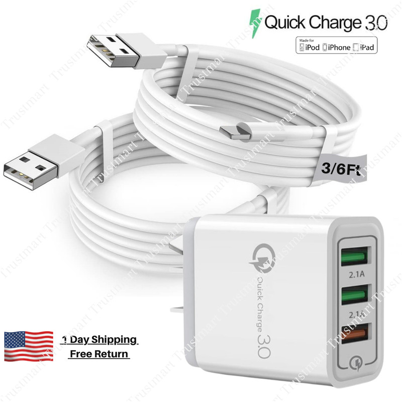 USB Cable For iPhone 13 12 11 8 7 6 5 Xs QC 3.0 Quick Charger Wall Block Adapter gallery