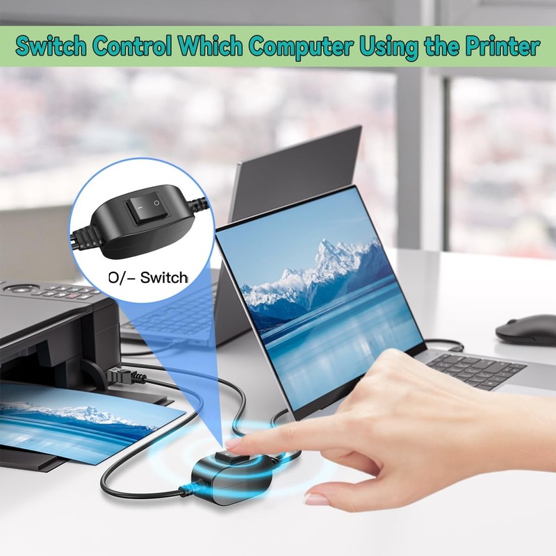 Printer Cable Splitter for Two Computers USB Splitter 1 in 2 Out USB-B Share Cab gallery