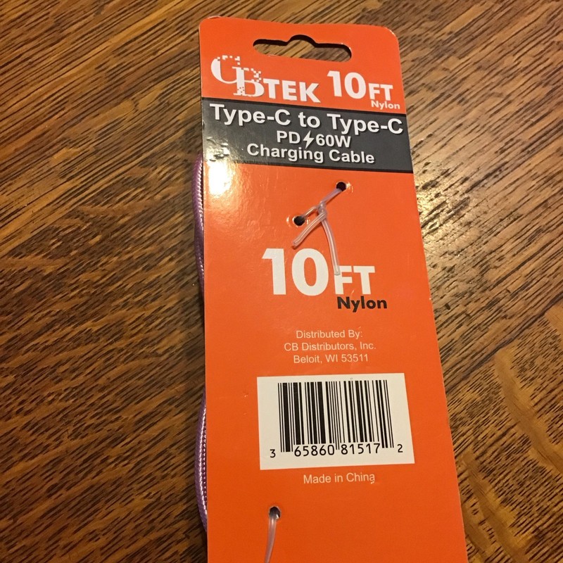 CBTEK 10ft Braided Nylon Type-C to Type-C Charging Cable PD 60W Pink gallery
