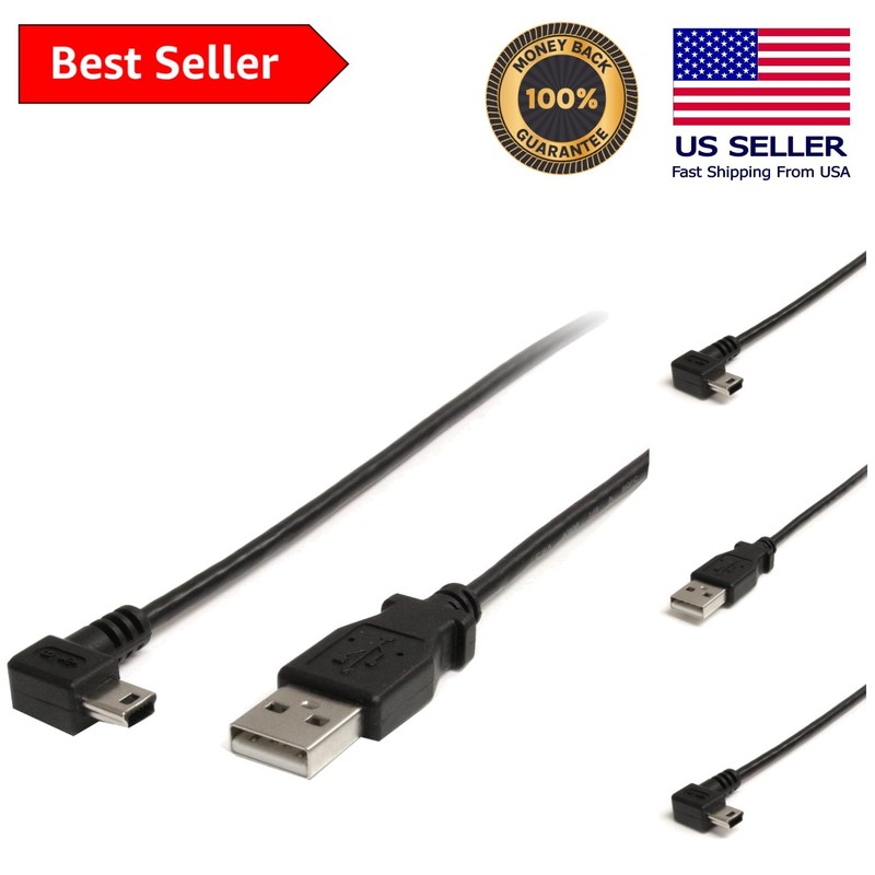 StarTech 3 ft Mini USB Cable with Right Angle Connector – Elegant Black Design