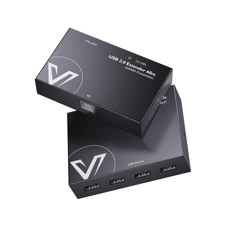 AV Access USB Extender Power Over Cable Cat5e/6/6a/7 up to 196ft/60m, 4 Ports...