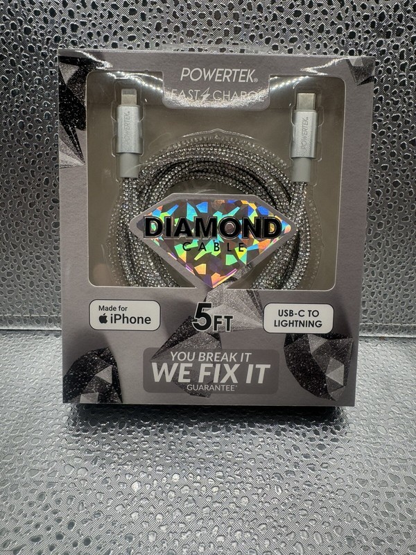 iPhone To C Port Charging Cord PowerTek Fast Charge New Silver Warranty