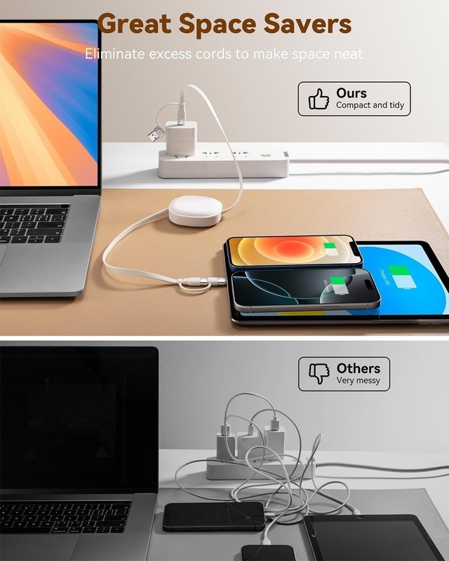 Minlu 5 in 1 Retractable Car Charger Cable, 65W Multi Fast Charging Cord,... gallery